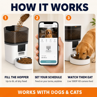 Smart Pet Feeder with 1080P HD Camera — Feed, Watch & Talk to Your Pet from Anywhere