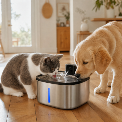 Wireless Smart Pet Water Fountain — 3.5L Stainless Steel with IR Sensor