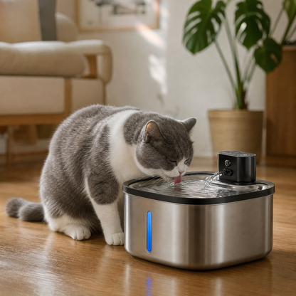 Wireless Smart Pet Water Fountain — 3.5L Stainless Steel with IR Sensor