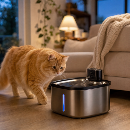 Wireless Smart Pet Water Fountain — 3.5L Stainless Steel with IR Sensor