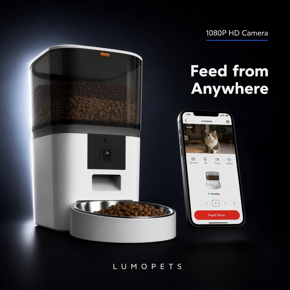 Smart Pet Feeder with 1080P HD Camera — Feed, Watch & Talk to Your Pet from Anywhere